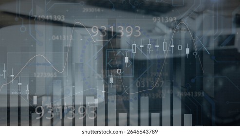 Image of financial data processing and scope scanning over desk in office. global business, finances and digital interface concept digitally generated image. - Powered by Shutterstock - Get 15% off with code: PIKWIZARD15