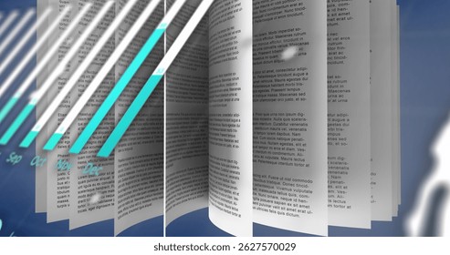 Image of financial graphs over book on navy background. Finance, economy, savings and home budget concept digitally generated image. - Powered by Shutterstock - Get 15% off with code: PIKWIZARD15