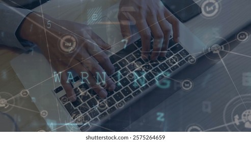 Image of firewall disabled text and data network over hands of caucasian man using laptop. Connection, data, security processing, digital interface and communication, digitally generated image. - Powered by Shutterstock - Get 15% off with code: PIKWIZARD15