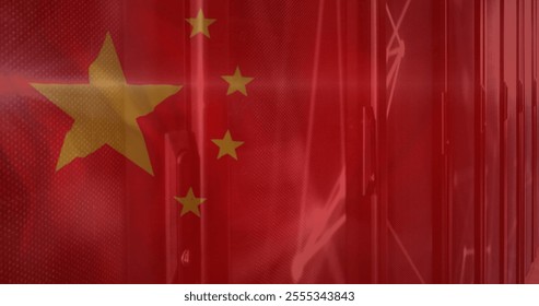 Image of flag of china over server room. Patriotism, technology and digital interface concept digitally generated image. - Powered by Shutterstock