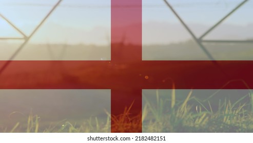 Image of flag of england over pylons. ukraine crisis and international politics concept digitally generated image. - Powered by Shutterstock