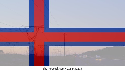 Image of flag of faroe islands over pylons. ukraine crisis and international politics concept digitally generated image. - Powered by Shutterstock