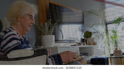 Image of flag of france over soldiers. Global connections digital interface and technology concept digitally generated image.