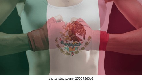 Image of flag of mexico over caucasian female boxer. Patriotism, sport, competition and active lifestyle concept digitally generated image. - Powered by Shutterstock