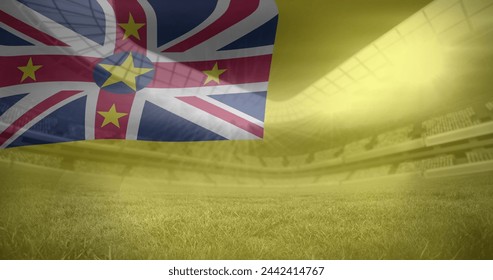 Image of flag of niue over sports stadium. Global sport and digital interface concept digitally generated image. - Powered by Shutterstock