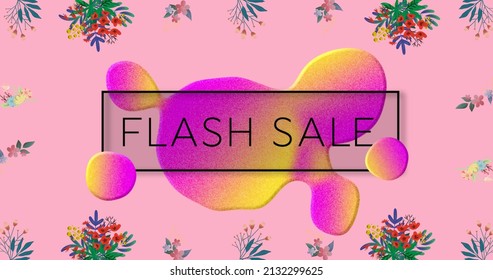 Image of flash sale text in frame with glowing blob and flowers on pink background. sales, retail and communication concept digitally generated image. - Powered by Shutterstock