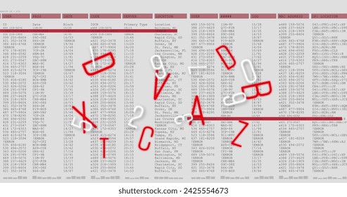 Image of floating numbers and letters over scientific data processing. global science, technology and digital interface concept digitally generated image. - Powered by Shutterstock - Get 15% off with code: PIKWIZARD15