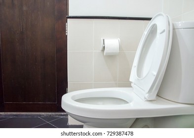 The image of flush and sanitary in clean restroom of home or office.