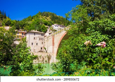 Image Of Fossombrone City On The Metauro River