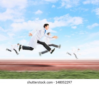 Image Of Funny Doctors Running At Stadium