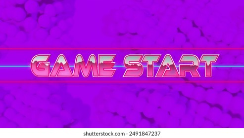 Image of game start text over purple shapes. Retro, social media and digital interface concept, digitally generated image. - Powered by Shutterstock