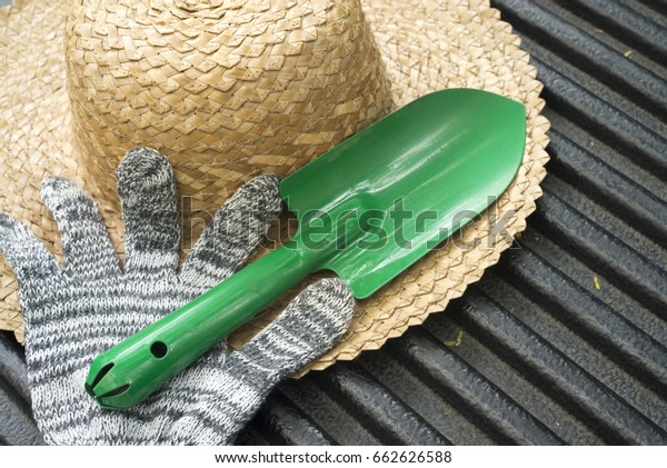 gardening hat and gloves