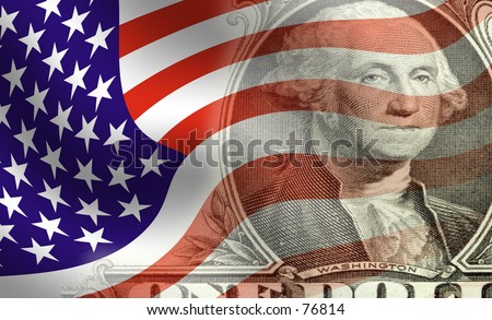 Image of george washington blended with waving American flag