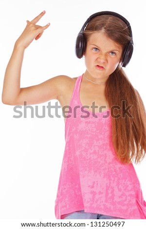 Image of girl who is listening rock