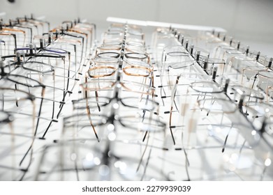 Image of glasses showcase at the modern optic shop, nobody. - Shutterstock ID 2279939039