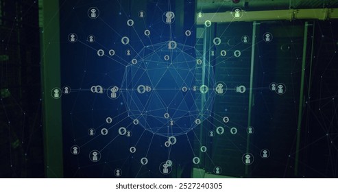 Image of global network of ai chatbot icons transferring data over dark computer server room. Ai, connection, data, communication and digital interface technology, digitally generated image. - Powered by Shutterstock - Get 15% off with code: PIKWIZARD15