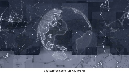 Image of globe and data processing. Global connections, computing and data processing concept digitally generated image.