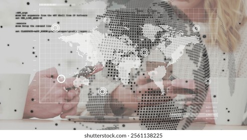 Image of globe with data processing over caucasian women using smartphone. Global artificial intelligence, connections, computing and data processing concept digitally generated image. - Powered by Shutterstock