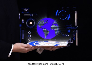 image of the globe on a tablet in human hands on a dark background, the concept of business globalisation, communication networks, big data, internet of things, innovative and communicate - Powered by Shutterstock - Get 15% off with code: PIKWIZARD15