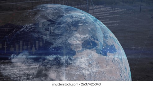 Image of globe over data processing. Global technology, business and digital interface concept digitally generated image. - Powered by Shutterstock - Get 15% off with code: PIKWIZARD15