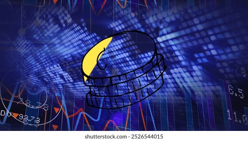 Image of globe over financial data processing. global business, data processing and connections concept digitally generated image.