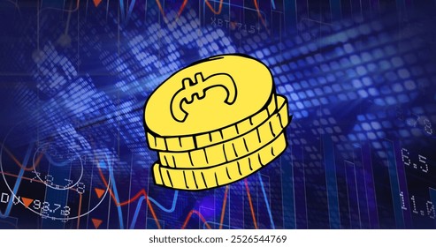 Image of globe over financial data processing. global business, data processing and connections concept digitally generated image.