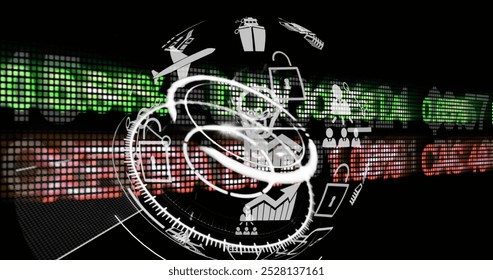 Image of globe over financial data processing. global business, data processing and connections concept digitally generated image.