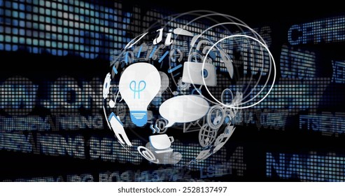 Image of globe over financial data processing. global business, data processing and connections concept digitally generated image.