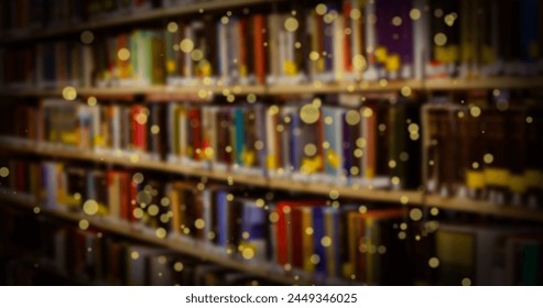 Image of glowing spots over books on shelf. international literacy day and reading concept digitally generated image. - Powered by Shutterstock