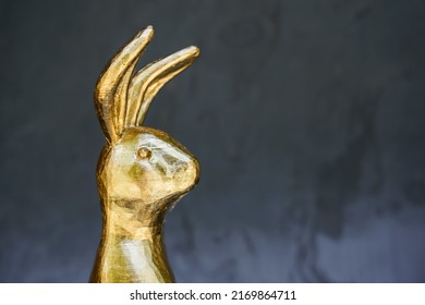 An Image Of A Golden Hare Easter Decoration