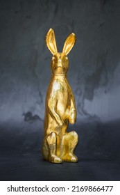 An Image Of A Golden Hare Easter Decoration