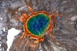 Image Of The Grand Prismatic Spring In Yellowstone Shot From A Plane