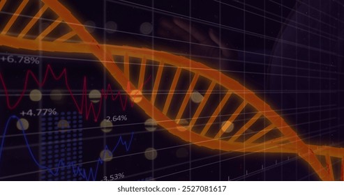 Image of graph over graphs and data processing over african american people digital grid. image game entertainment and digital interface concept digitally generated image.