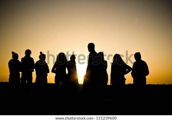 Image Group People Sunset Stock Photo (edit Now) 111239600