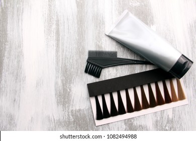 Image Of Hair Dyeing And Gray Hair Dye, Color Chart.