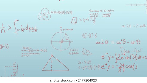 Image of handwritten mathematical formulae over blue to purple background. Global education connections data processing and technology concept digitally generated image. - Powered by Shutterstock - Get 15% off with code: PIKWIZARD15