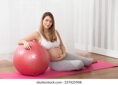 Image Of Happy Active Woman At Childbirth Class