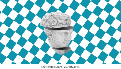 Image of head sculpture on checkered background. Art, abstarct and pattern concept digitally generated image. - Powered by Shutterstock