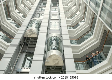 Image of high modern office building with elevators
