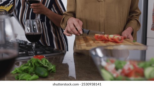 Image of home grown text over diverse group of seniors cooking. senior home hangout and digital interface concept digitally generated image. - Powered by Shutterstock