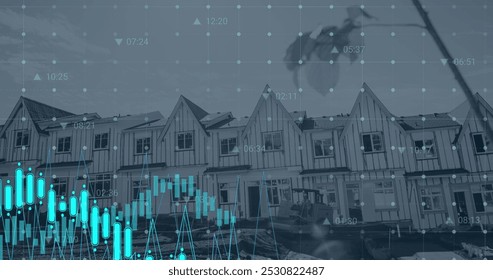 Image of house, financial data processing and statistics. global development, business, digital interface and data processing concept digitally generated image. - Powered by Shutterstock - Get 15% off with code: PIKWIZARD15