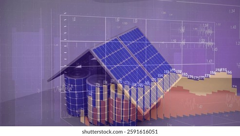 Image of house of solar panels over data processing. Technology, ecology and digital interface concept digitally generated image. - Powered by Shutterstock - Get 15% off with code: PIKWIZARD15