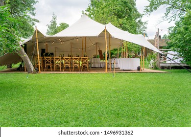 Image Of Huge White Tent For A Wedding Event In The Nature