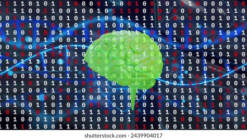 Image of human brain and binary coding data processing. Global business, connections, computing and data processing concept digitally generated image. - Powered by Shutterstock