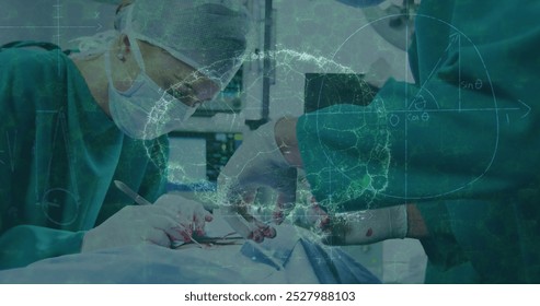 Image of human brain and data processing over female caucasian surgeon with face mask. global research and medicine during covid 19 pandemic concept digitally generated image. - Powered by Shutterstock