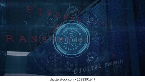 Image of icons and data processing over computer servers. Global connections, computing and data processing concept digitally generated image.