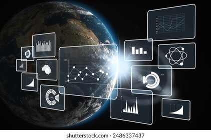 Image of infographic interface and globe space. - Powered by Shutterstock - Get 15% off with code: PIKWIZARD15