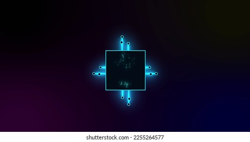 Image of integrated circuit over binary code on digital screen. Digital screen, interface, computers, data and technology concept digitally generated image.