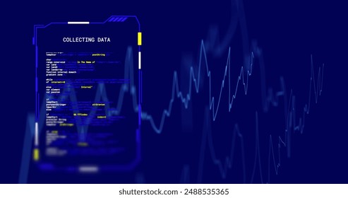 Image of interface screen collecting data over blue graph processing, on blue background. Connection, data, ai, processing, digital interface and communication, digitally generated image. - Powered by Shutterstock