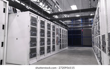 Image of the interior of a data center facility used for high-performance computing and artificial intelligence applications